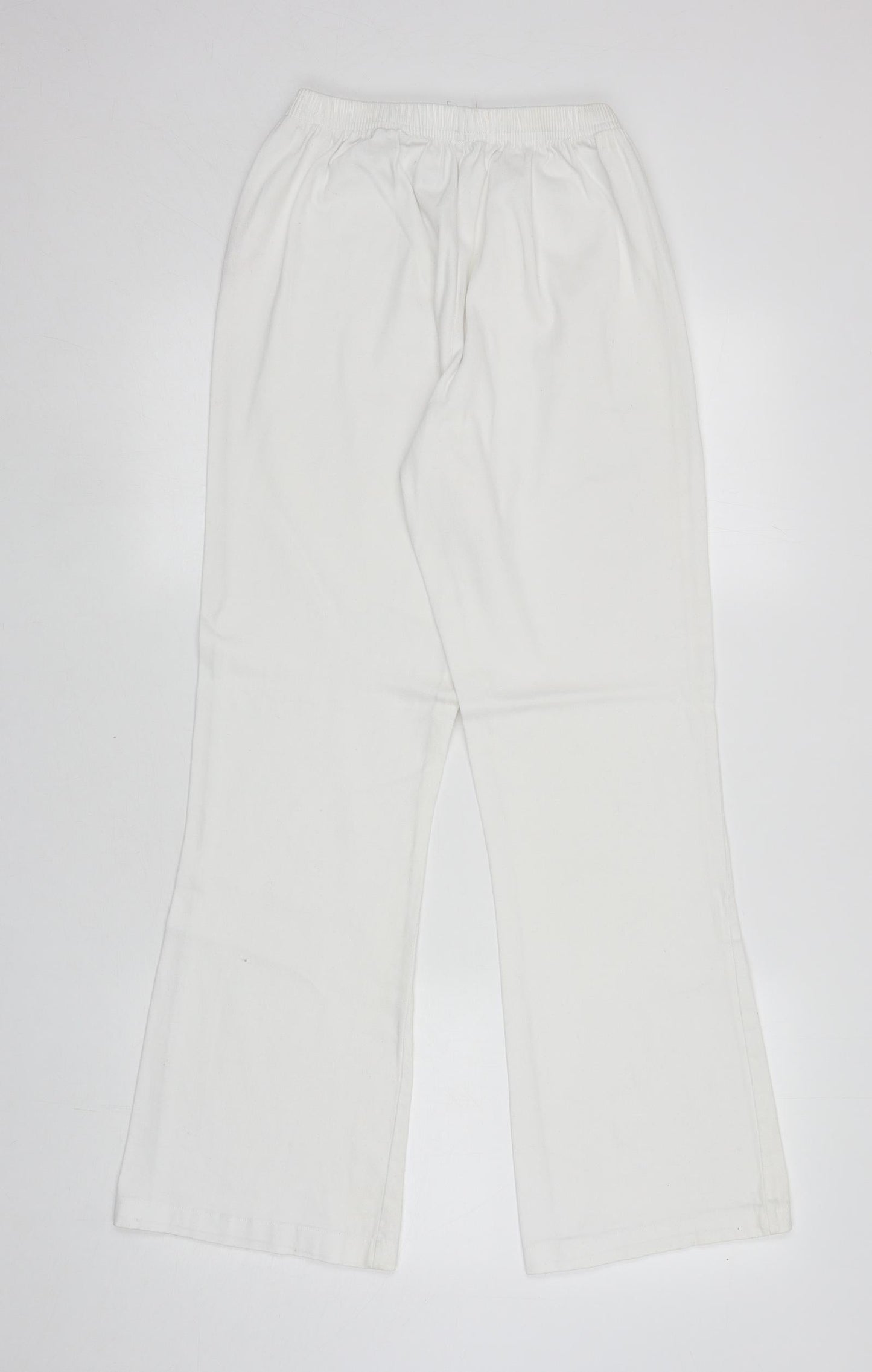 Fabric Womens White Cotton Bootcut Jeans Size 12 L29.5 in Regular