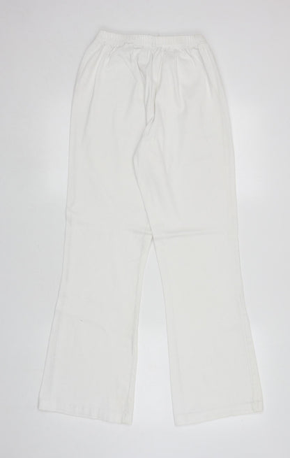 Fabric Womens White Cotton Bootcut Jeans Size 12 L29.5 in Regular