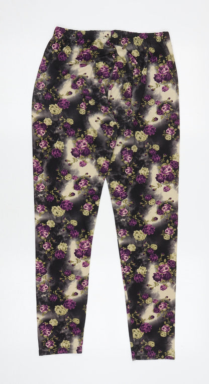 Originals Womens Multicoloured Floral Polyester Cropped Leggings Size L L25.5 in