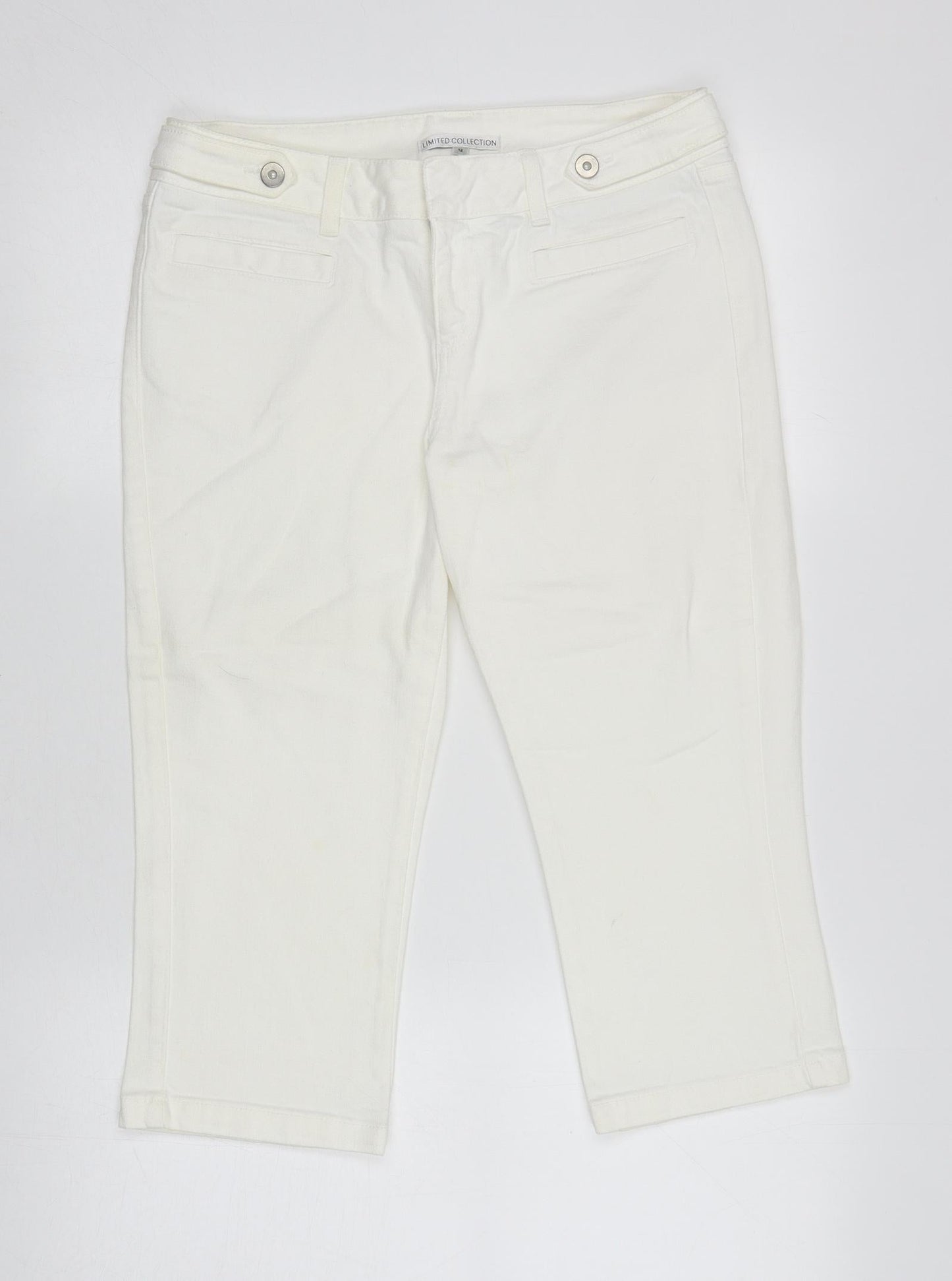 Womens UK Size 12 Marks and Spencer Regular Fit Cropped Ivory Jeans