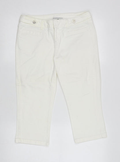 Womens UK Size 12 Marks and Spencer Regular Fit Cropped Ivory Jeans
