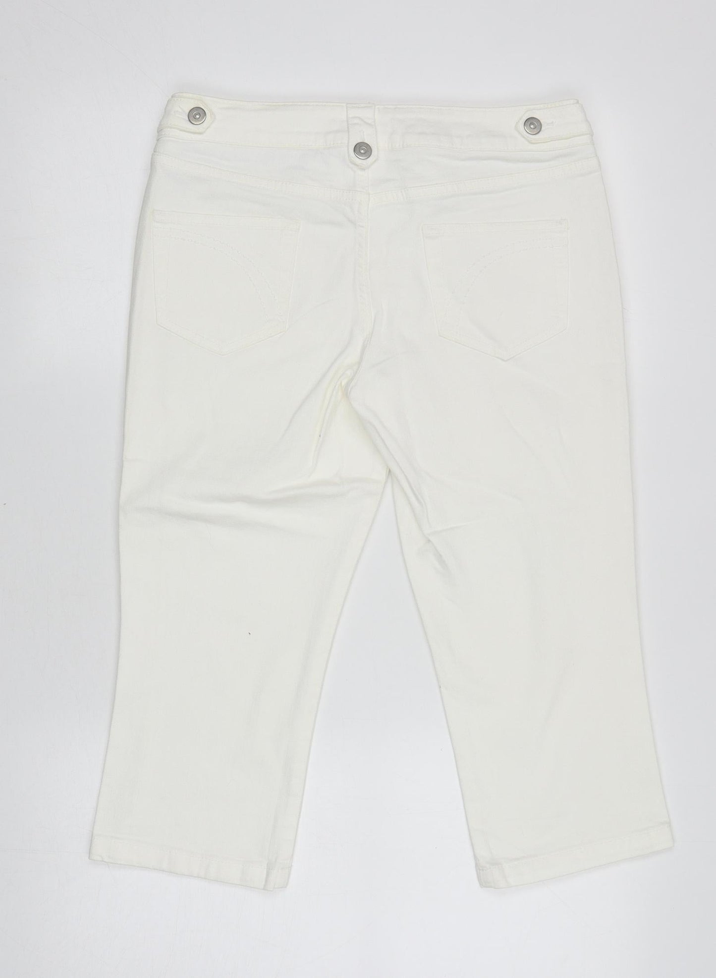 Womens UK Size 12 Marks and Spencer Regular Fit Cropped Ivory Jeans