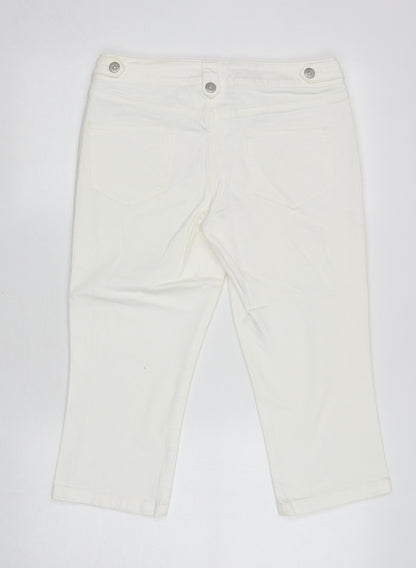 Womens UK Size 12 Marks and Spencer Regular Fit Cropped Ivory Jeans