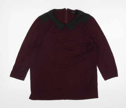 Papaya Womens Purple Collared Viscose Pullover Jumper Size 16