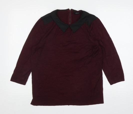 Papaya Womens Purple Collared Viscose Pullover Jumper Size 16