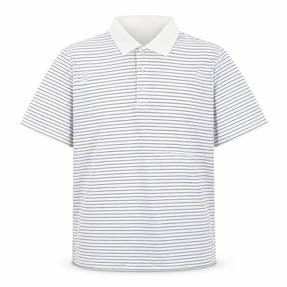 Bobby Jones Mens White Striped Polyester Polo Size M Collared Pullover