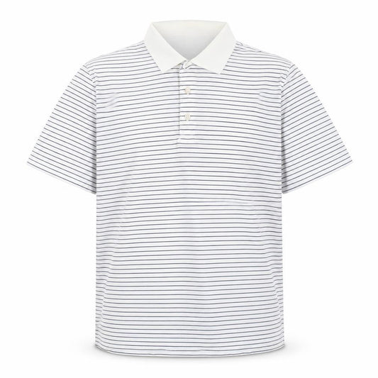 Bobby Jones Mens White Striped Polyester Polo Size M Collared Pullover