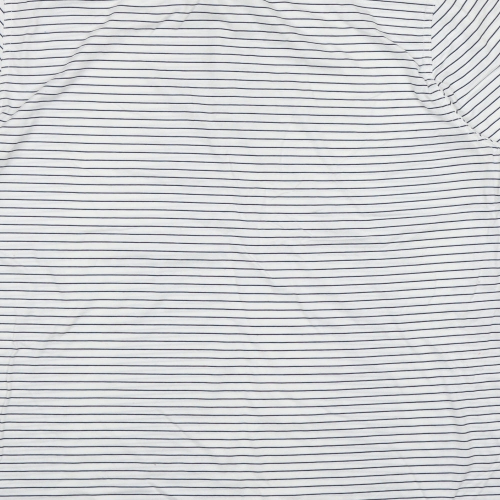 Bobby Jones Mens White Striped Polyester Polo Size M Collared Pullover