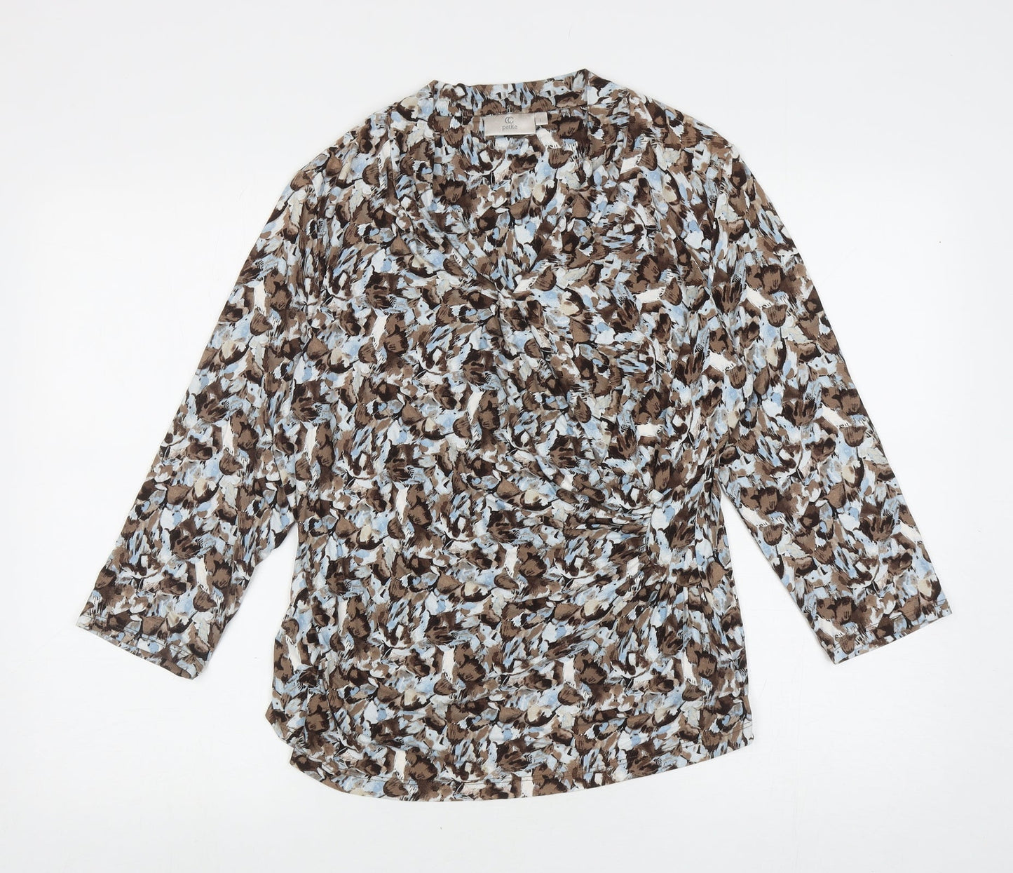 CC Womens Multicoloured Geometric Viscose Basic T-Shirt Size L V-Neck