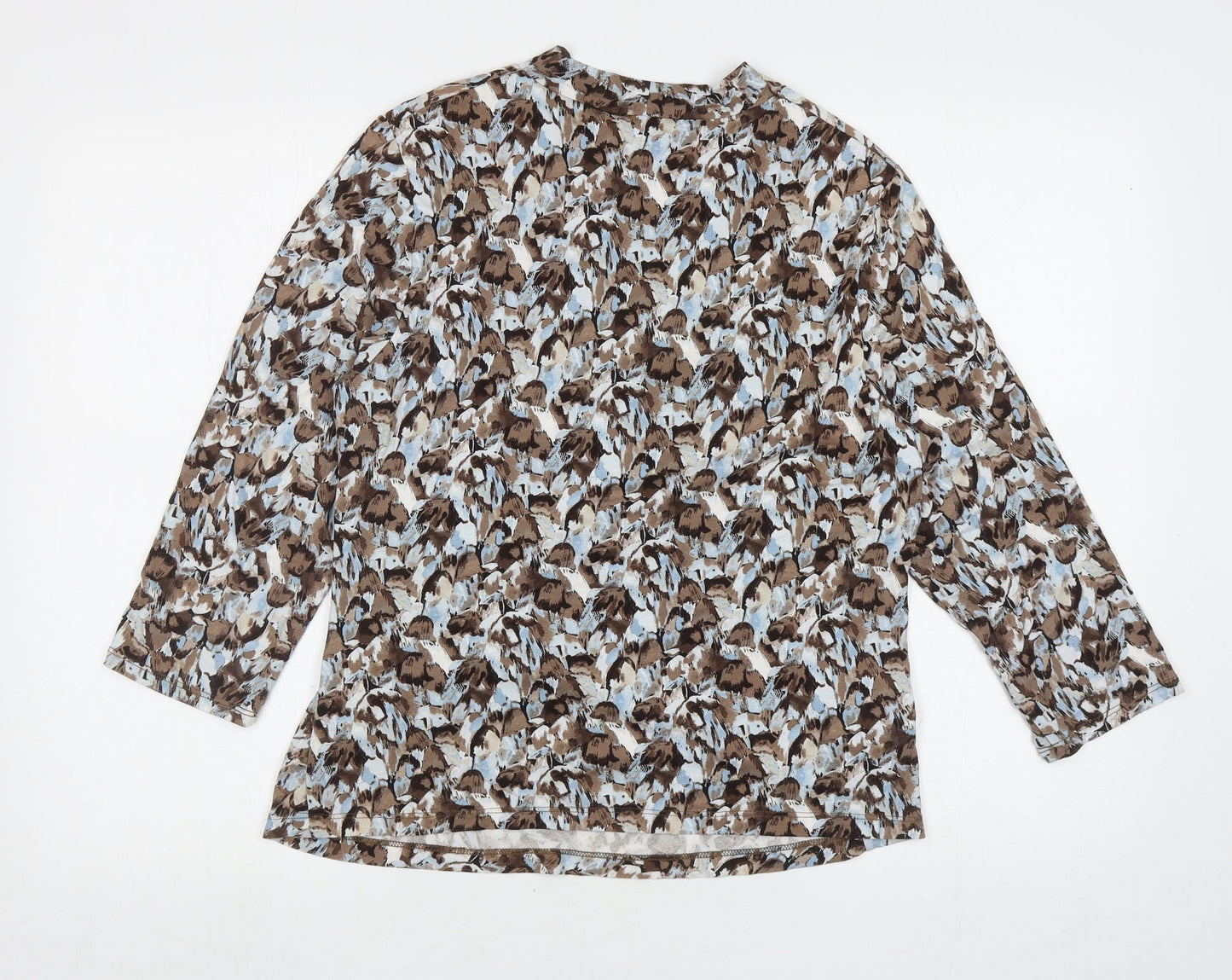 CC Womens Multicoloured Geometric Viscose Basic T-Shirt Size L V-Neck