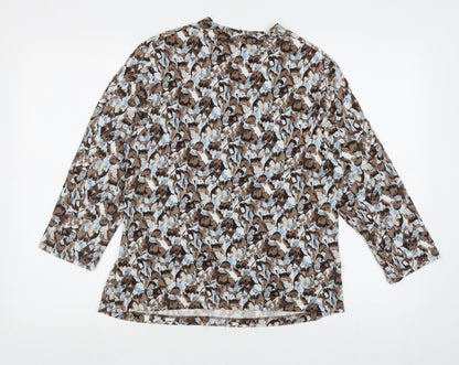 CC Womens Multicoloured Geometric Viscose Basic T-Shirt Size L V-Neck