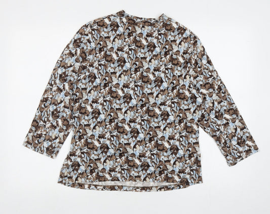 CC Womens Multicoloured Geometric Viscose Basic T-Shirt Size L V-Neck