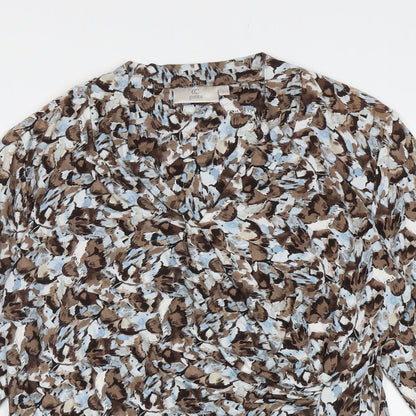 CC Womens Multicoloured Geometric Viscose Basic T-Shirt Size L V-Neck