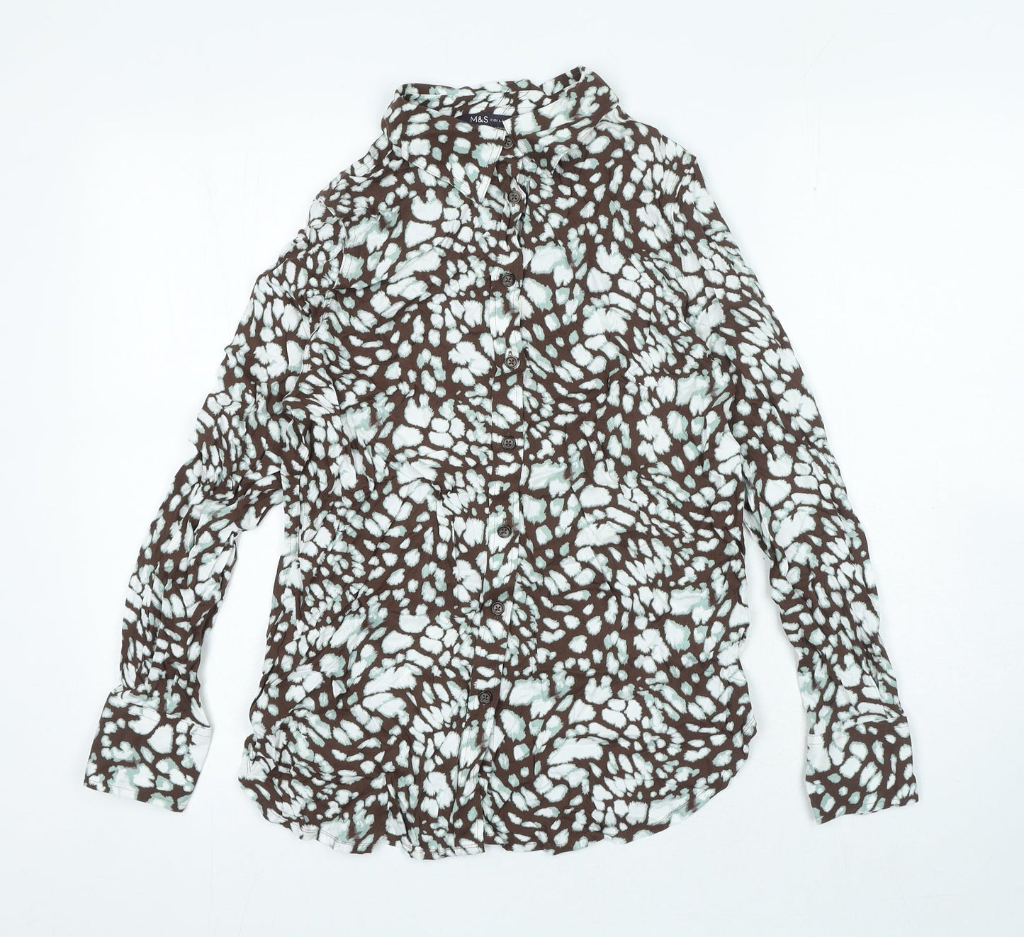 Womens UK Size 8 Marks and Spencer Brown Basic Button-Up