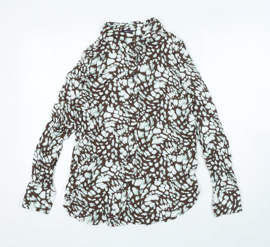 Womens UK Size 8 Marks and Spencer Brown Basic Button-Up