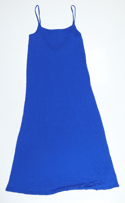 Marks and Spencer Womens Blue Viscose A-Line Size 10 Scoop Neck Pullover
