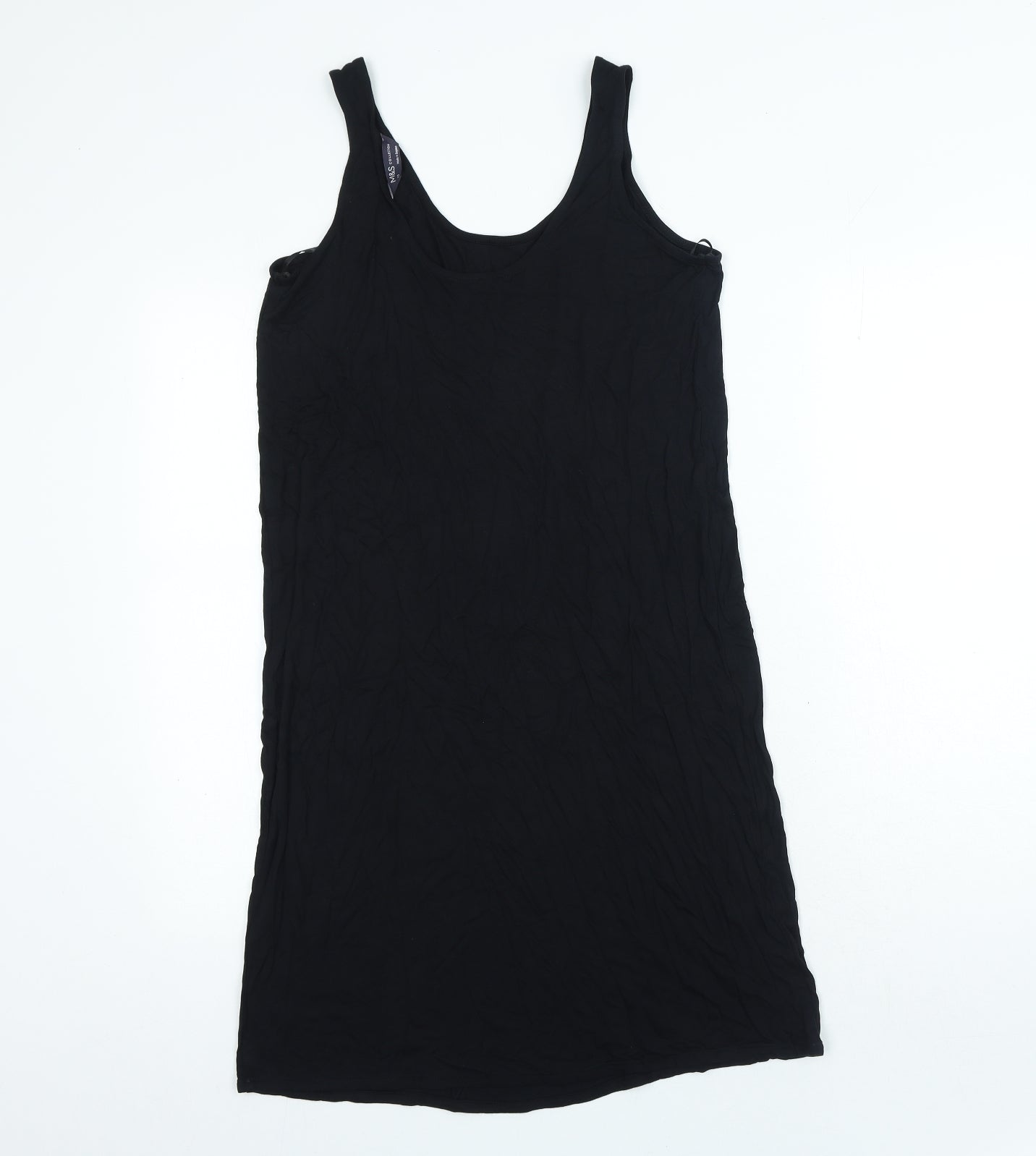 Marks and Spencer Womens Black Viscose Bodycon Size 10 Scoop Neck Pullover