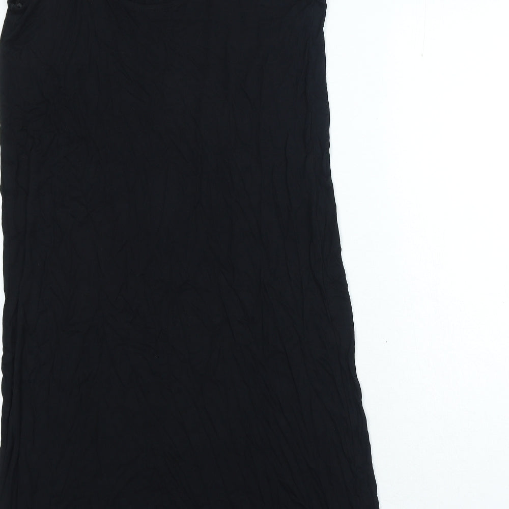Marks and Spencer Womens Black Viscose Bodycon Size 10 Scoop Neck Pullover
