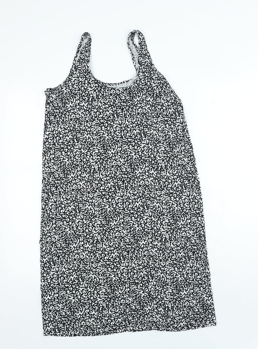 Marks and Spencer Womens Black Geometric Viscose Bodycon Size 10 Scoop Neck Pullover