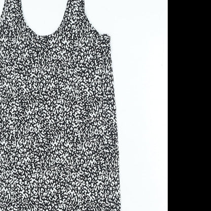 Marks and Spencer Womens Black Geometric Viscose Bodycon Size 10 Scoop Neck Pullover