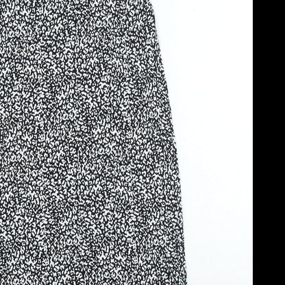Marks and Spencer Womens Black Geometric Viscose Bodycon Size 10 Scoop Neck Pullover