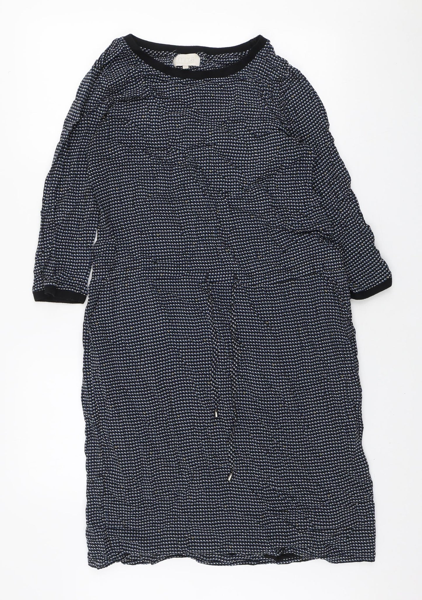 Minus Womens Black Geometric Polyester Jumper Dress Size S Round Neck Pullover
