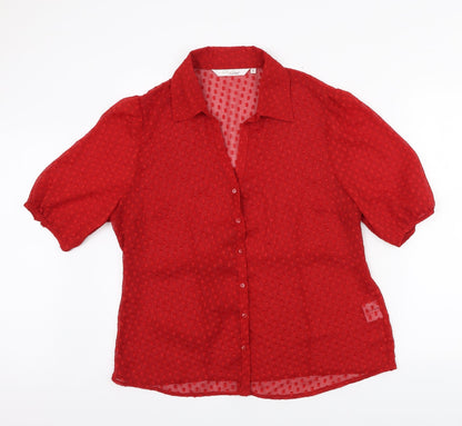 Womens UK Size 18 EWM Red Basic Button-Up