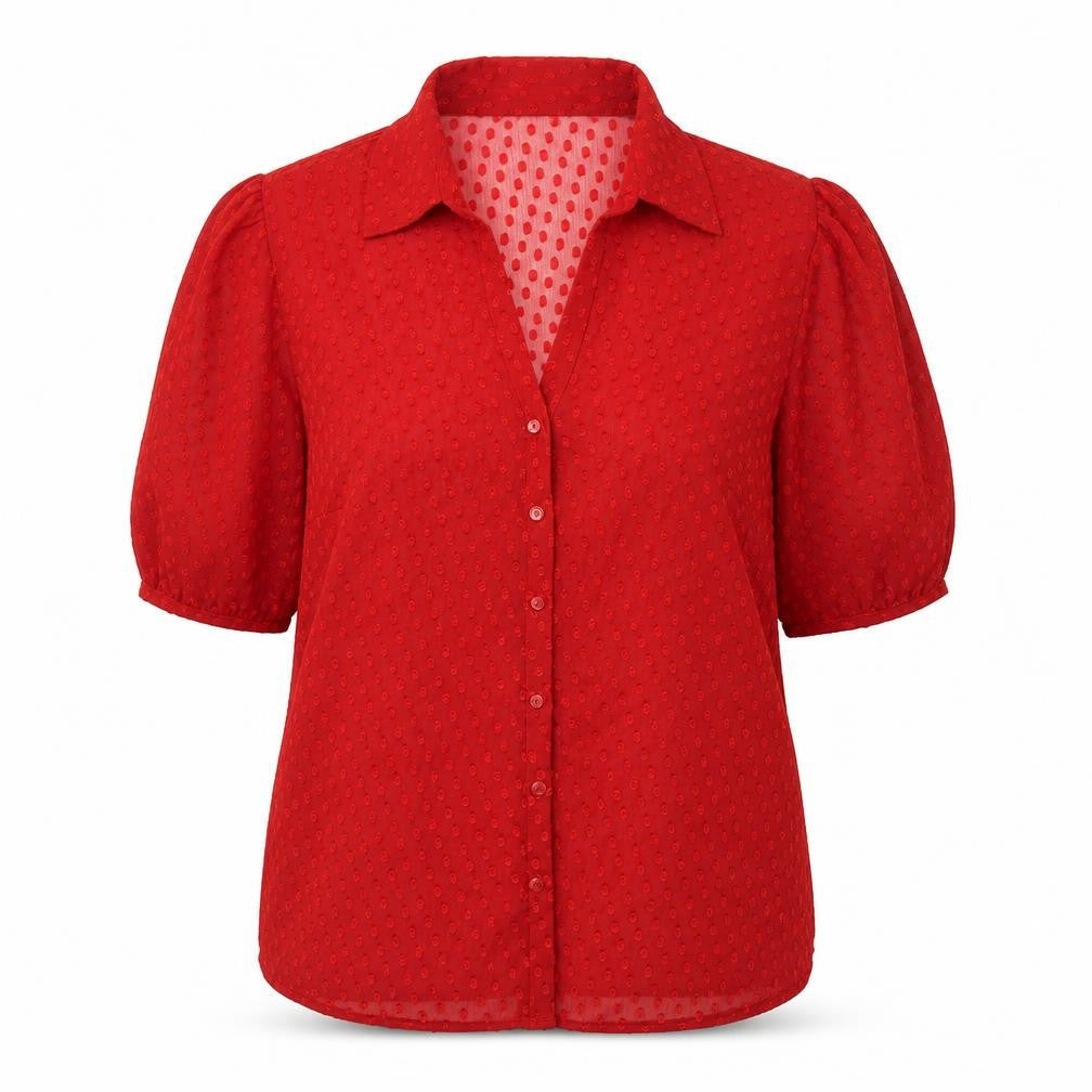 Womens UK Size 18 EWM Red Basic Button-Up