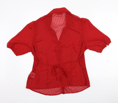 Womens UK Size 18 EWM Red Basic Button-Up