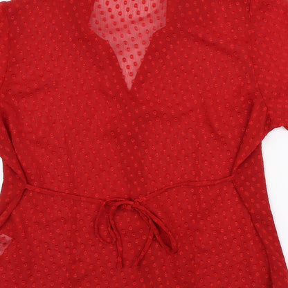 Womens UK Size 18 EWM Red Basic Button-Up