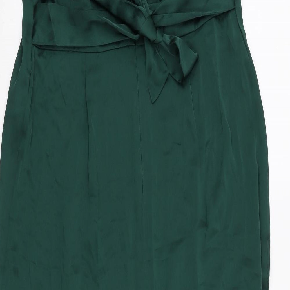 VILA Womens Green Polyester A-Line Size 14 V-Neck Zip