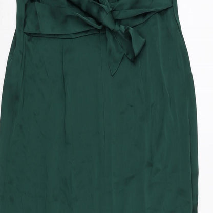 VILA Womens Green Polyester A-Line Size 14 V-Neck Zip