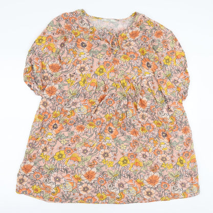 George Womens Pink Floral Viscose A-Line Size 10 Round Neck Pullover