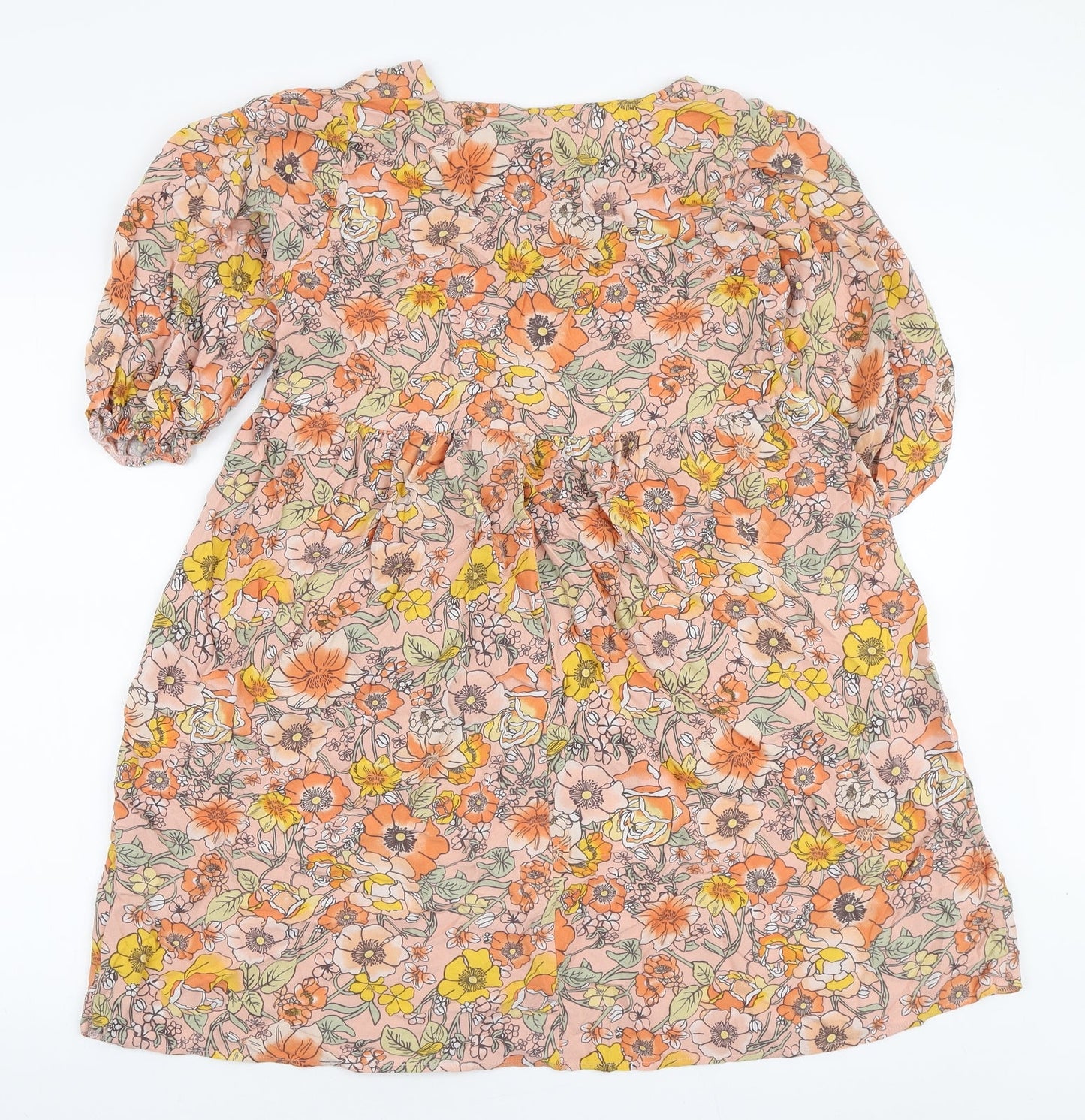 George Womens Pink Floral Viscose A-Line Size 10 Round Neck Pullover