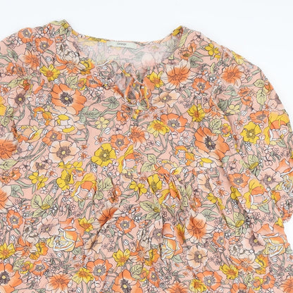 George Womens Pink Floral Viscose A-Line Size 10 Round Neck Pullover