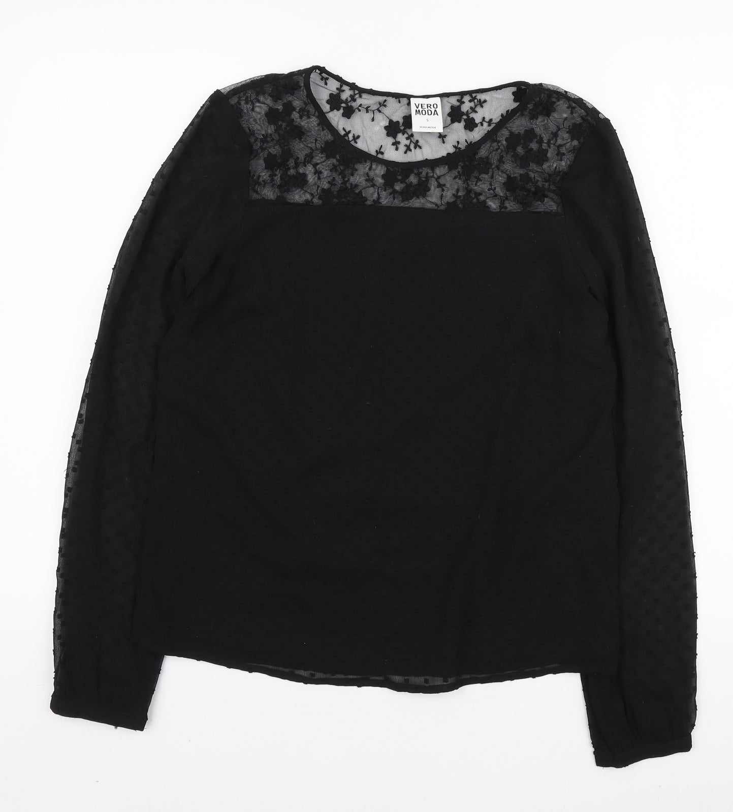 Womens UK Size S VERO MODA Black Basic Blouse