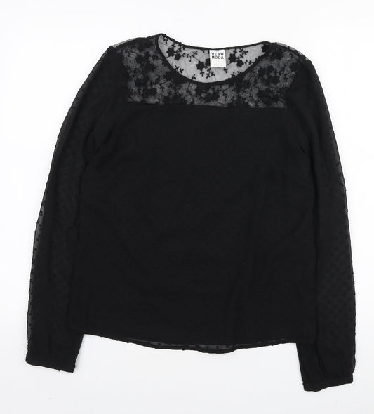Womens UK Size S VERO MODA Black Basic Blouse