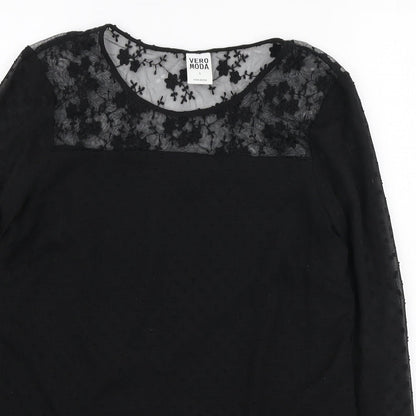 Womens UK Size S VERO MODA Black Basic Blouse