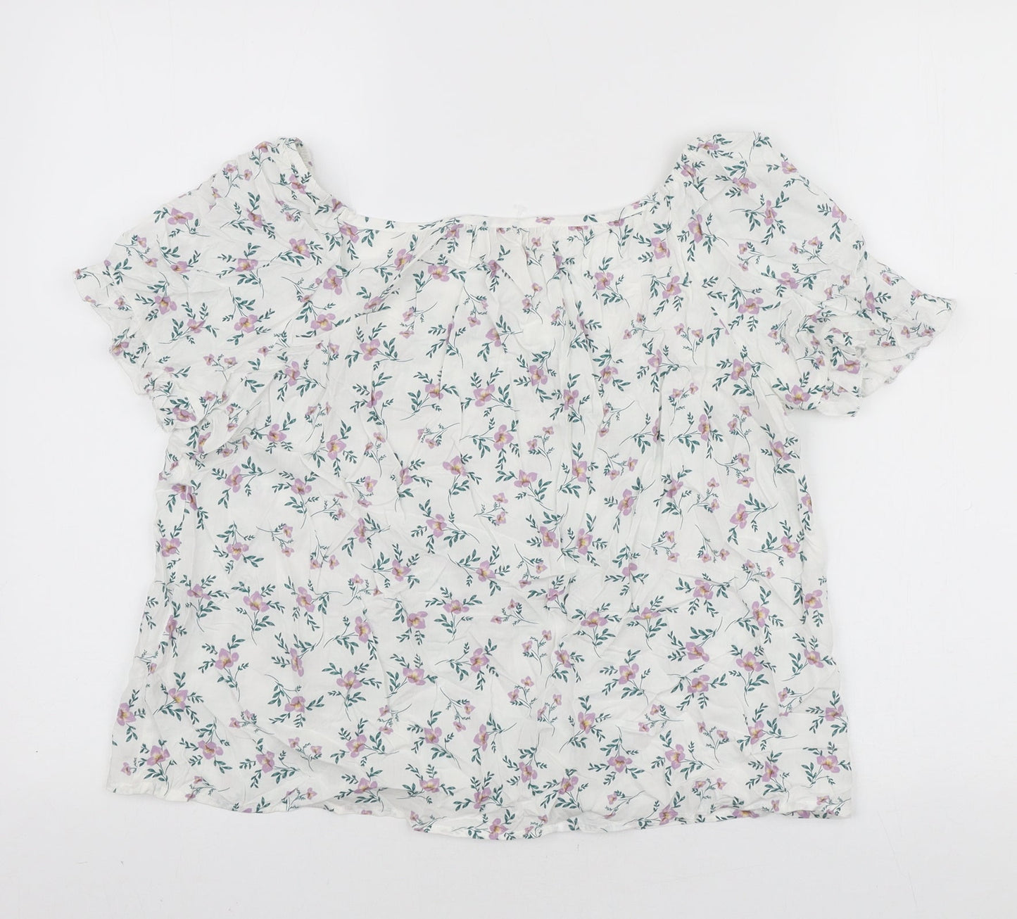 Apricot Womens White Floral Viscose Basic Blouse Size 10 Boat Neck