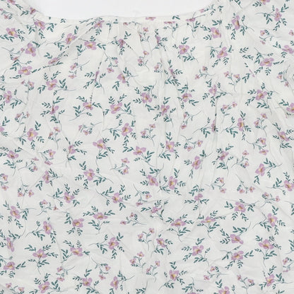 Apricot Womens White Floral Viscose Basic Blouse Size 10 Boat Neck