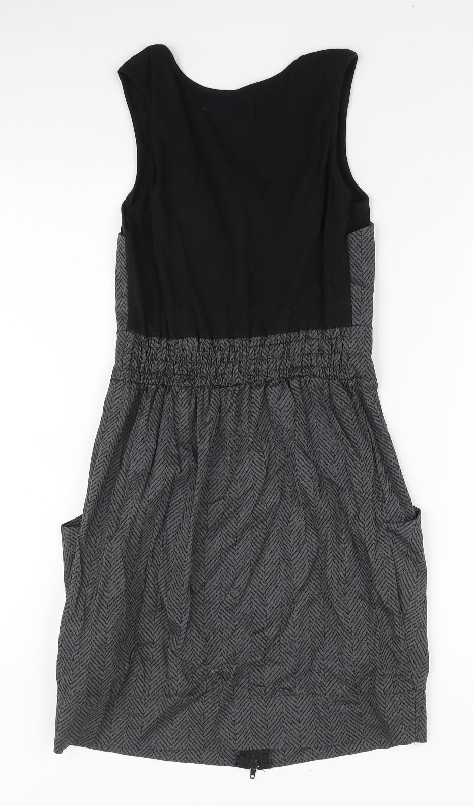 Love Womens Grey Herringbone Cotton Mini Size S Round Neck Zip