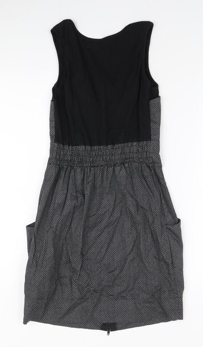 Love Womens Grey Herringbone Cotton Mini Size S Round Neck Zip