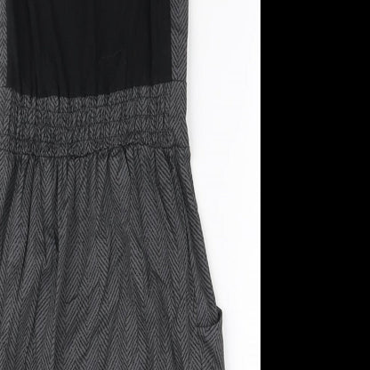 Love Womens Grey Herringbone Cotton Mini Size S Round Neck Zip