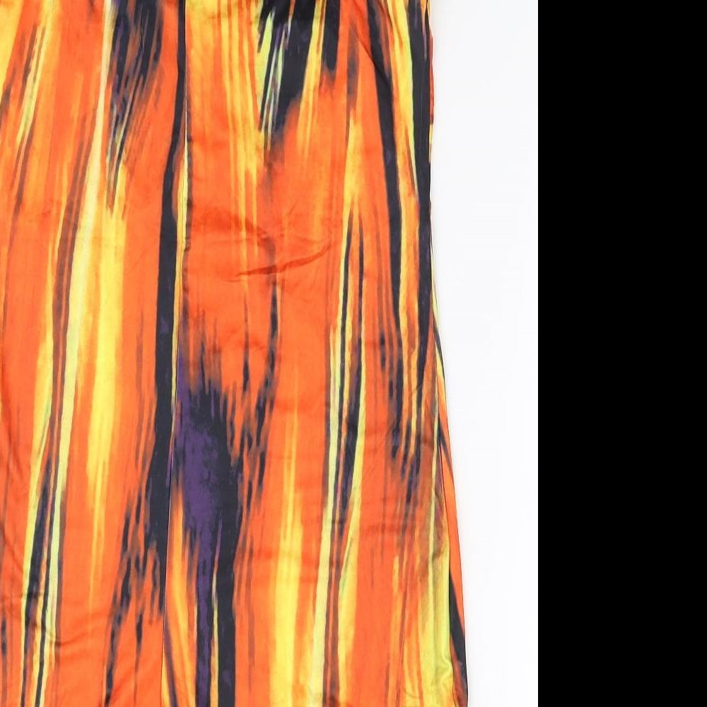 SheIn Womens Orange Geometric Polyester Romper One-Piece Size L L3 in Pullover