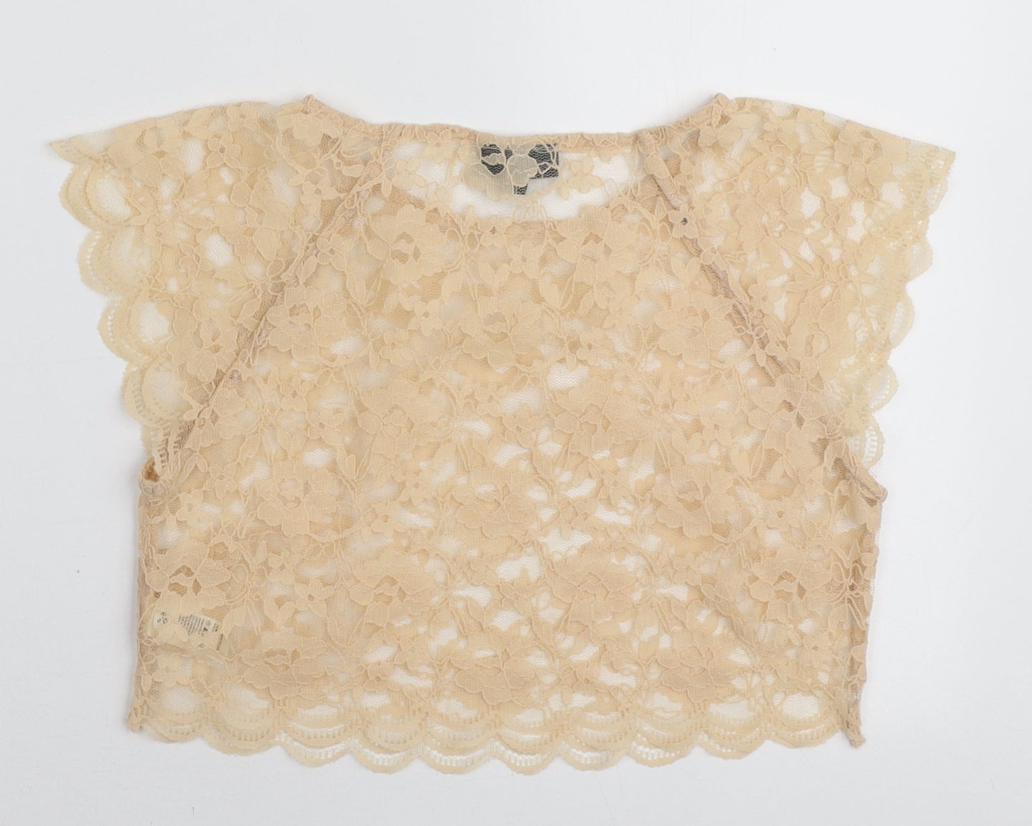 Womens UK Size 8 Topshop Beige Cropped T-Shirt