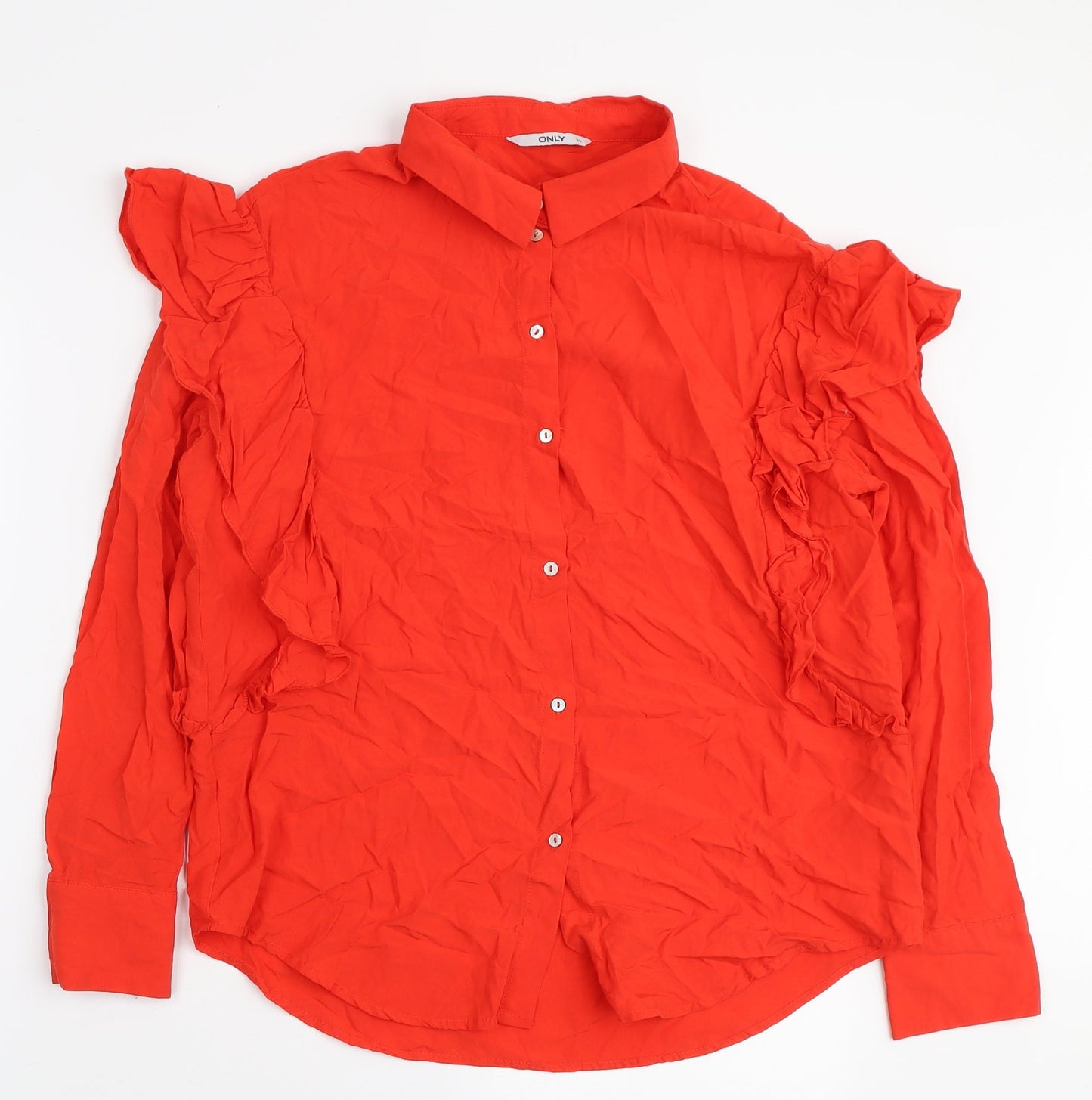 Womens UK Size 10 Only Orange Basic Button-Up
