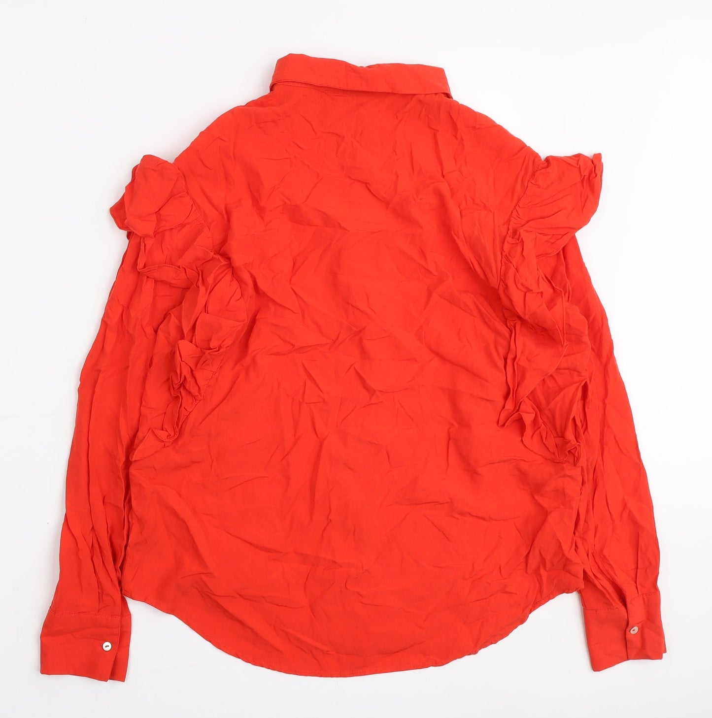 Womens UK Size 10 Only Orange Basic Button-Up