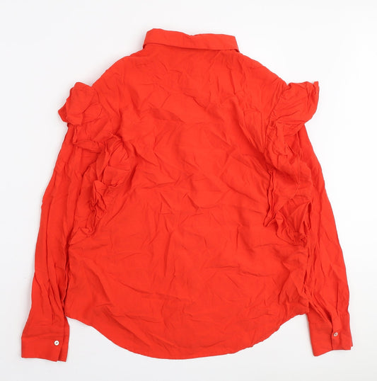 Womens UK Size 10 Only Orange Basic Button-Up