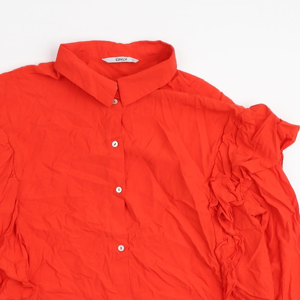 Womens UK Size 10 Only Orange Basic Button-Up
