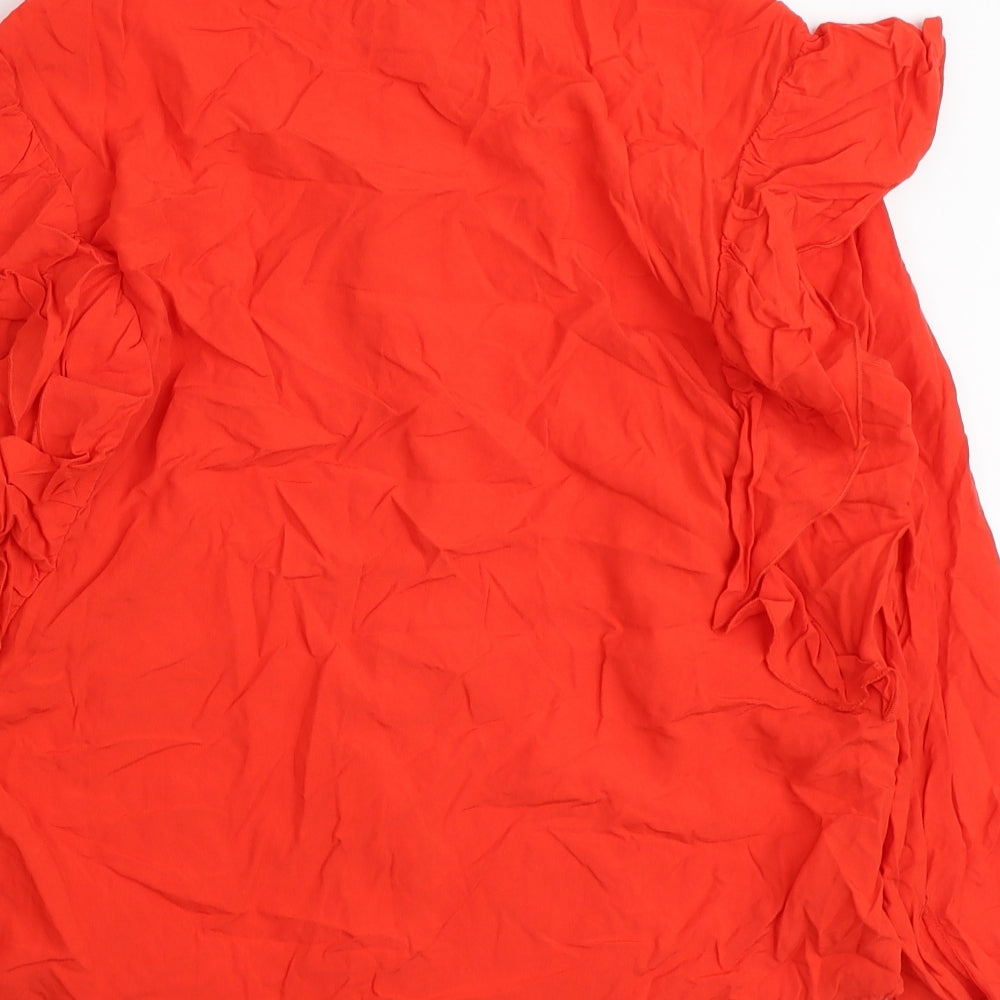 Womens UK Size 10 Only Orange Basic Button-Up